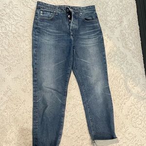 AG butterfly button mom jean